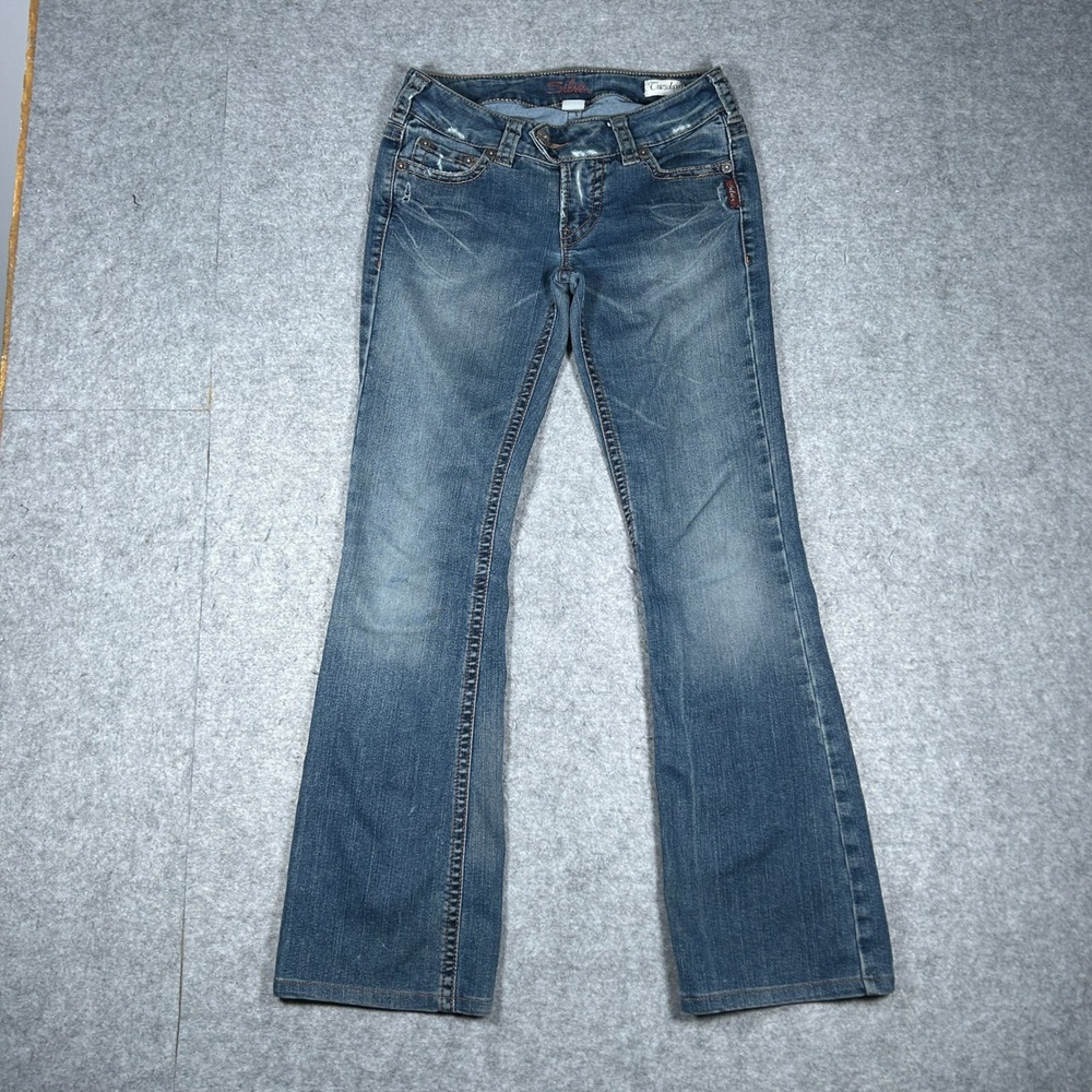 Silver Denim Jeans Women 27 Blue Tuesday Low Rise Bootcut Y2K Distressed